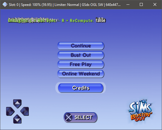PS2 Version's Debug Menu (cheatmenu as it's called in game.)