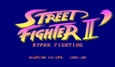 US version also adds Capcom USA copyright, in case you don't know. Oh, and the white parts of the word "Hyper Fighting" actually flashes between white and cyan.