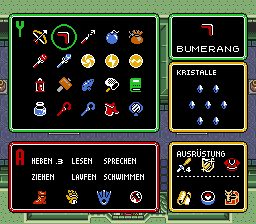 Legend of Zelda, The - A Link to the Past (ger main.hex) Inventory Screen.png