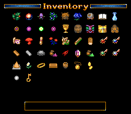 A full inventory, complete with unused items.