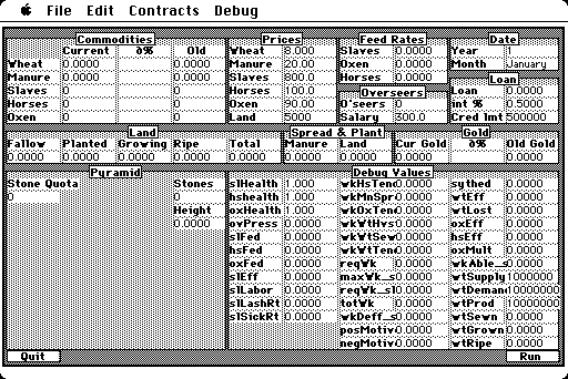 Pharaoh (Mac OS Classic) - Debug Values.png