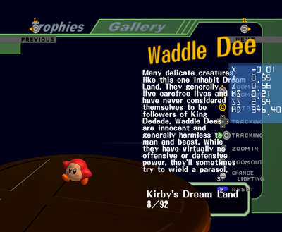 The Waddle Dee trophy with a low MS and a high SS.