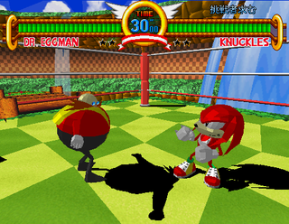 Knuckles: Put up a fight, Dr.Eggman! Dr.Eggman: We'll see about that!