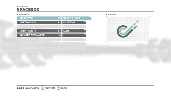 Screenshot showcasing the H2H mode option and icon in racebox menu.